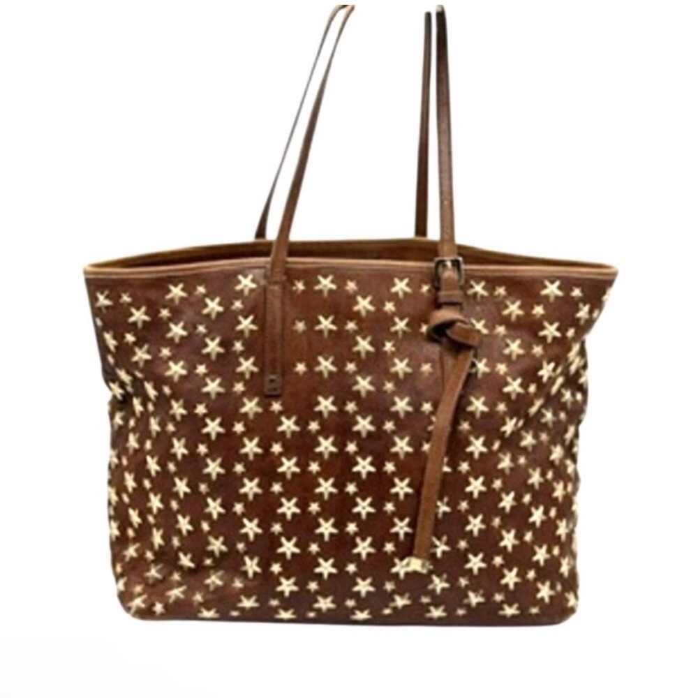 042. Jimmy Choo Star Studded Leather Shoulder Tote Bag